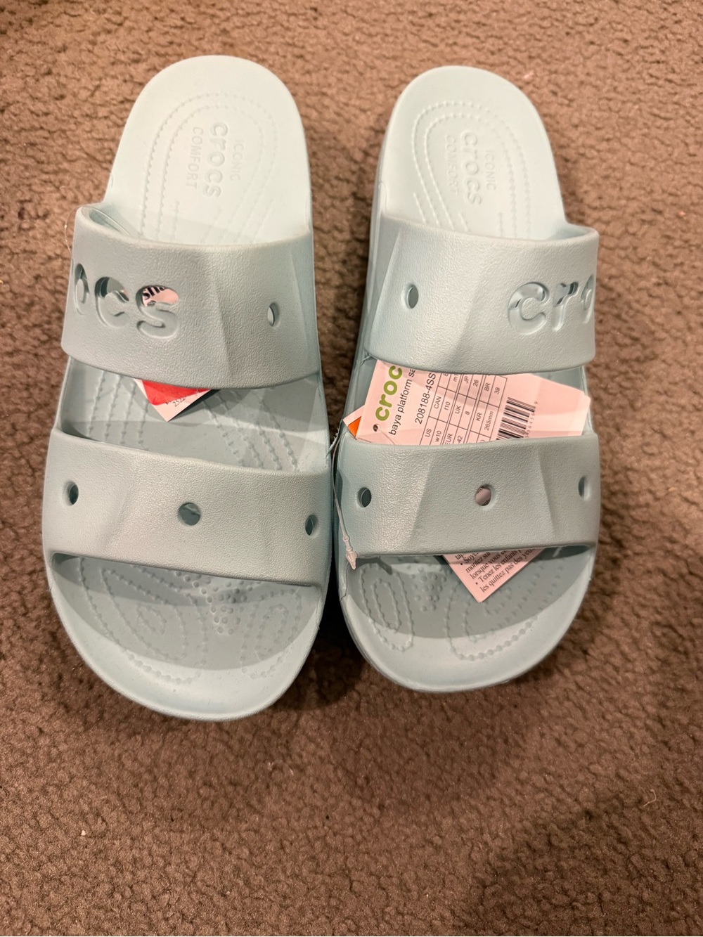 NWT CROCS Women Double-Strap Slide Sandals in Pale Blue